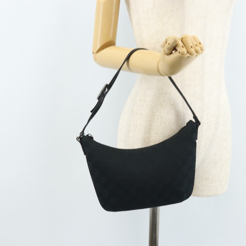 【日本直送】GUCCI GG帆布肩背包 黑色 銀色 32160 正品 ARZ593A-22