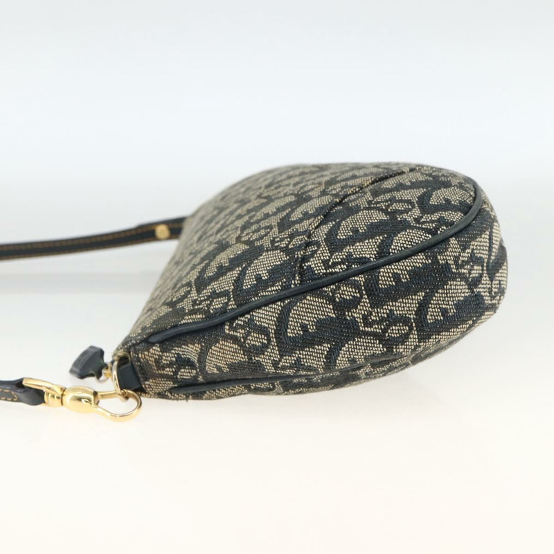 【日本直送】Christian Dior Trotter帆布馬鞍包 藍色金色 Auth ARZ681A-2