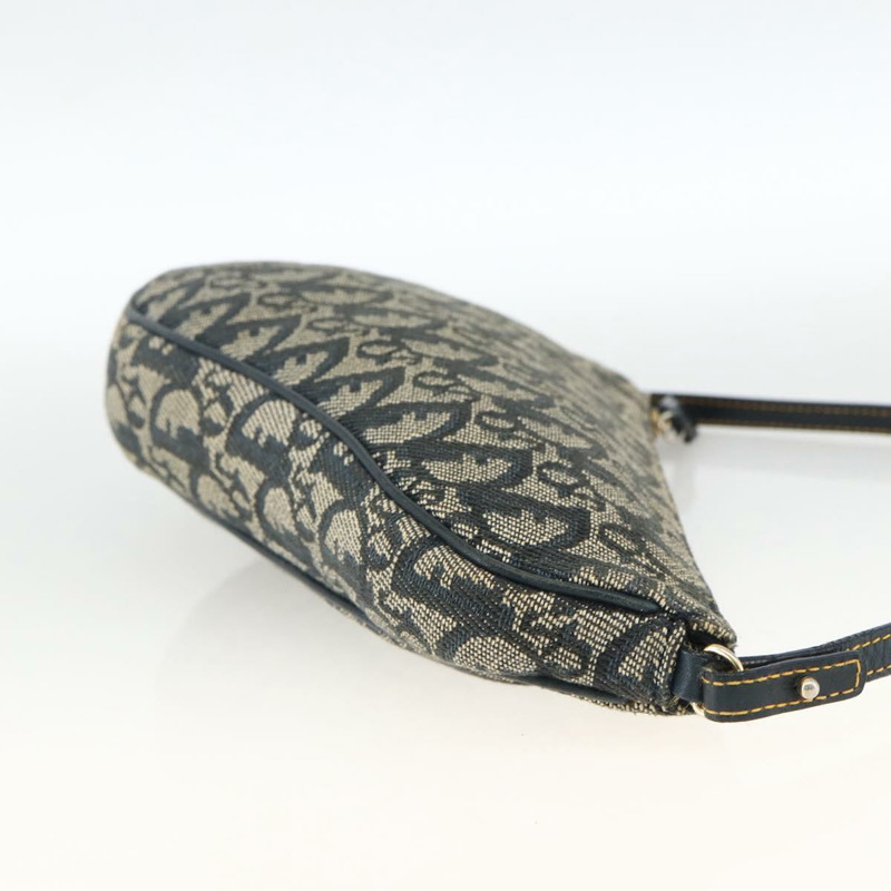 【日本直送】Christian Dior Trotter帆布馬鞍包 藍色金色 Auth ARZ681A-3