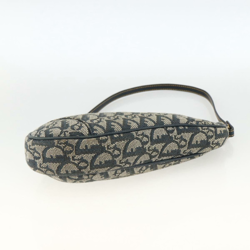 【日本直送】Christian Dior Trotter帆布馬鞍包 藍色金色 Auth ARZ681A-4