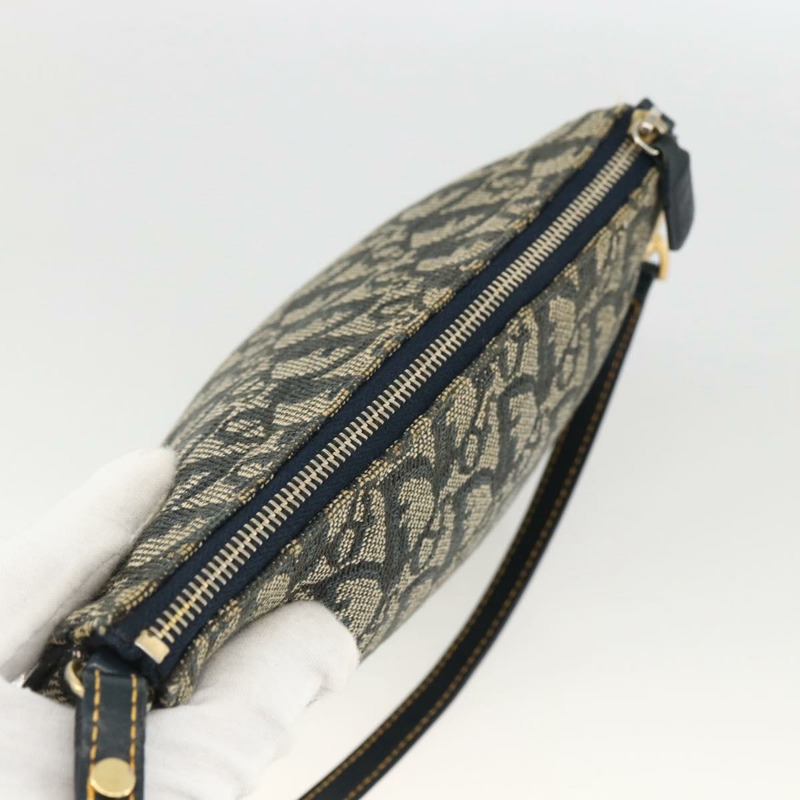 【日本直送】Christian Dior Trotter帆布馬鞍包 藍色金色 Auth ARZ681A-5