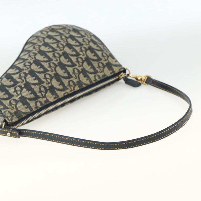 【日本直送】Christian Dior Trotter帆布馬鞍包 藍色金色 Auth ARZ681A-6