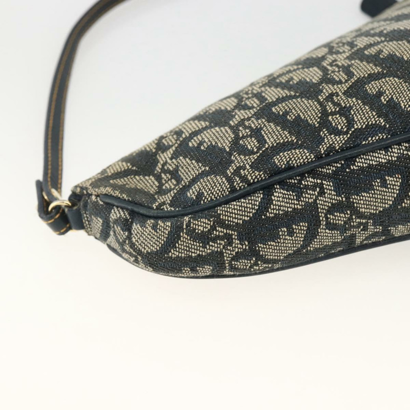 【日本直送】Christian Dior Trotter帆布馬鞍包 藍色金色 Auth ARZ681A-8