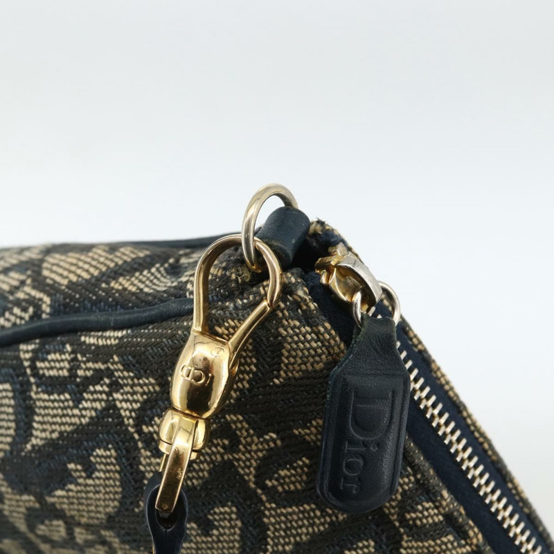 【日本直送】Christian Dior Trotter帆布馬鞍包 藍色金色 Auth ARZ681A-9