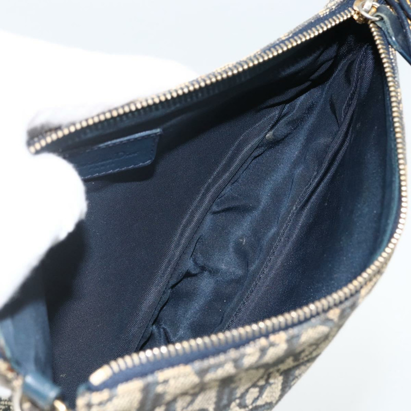 【日本直送】Christian Dior Trotter帆布馬鞍包 藍色金色 Auth ARZ681A-10