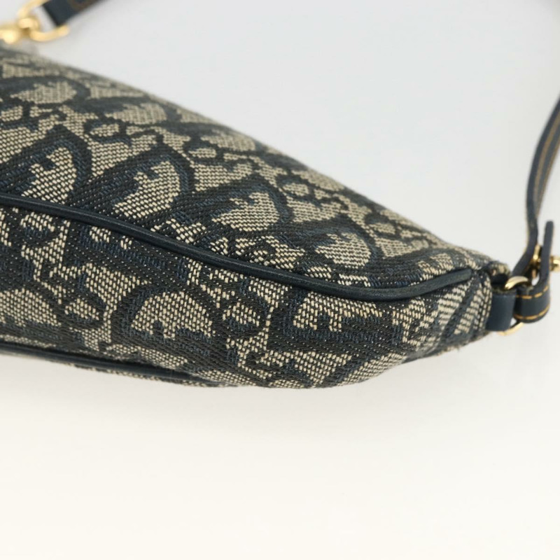 【日本直送】Christian Dior Trotter帆布馬鞍包 藍色金色 Auth ARZ681A-13