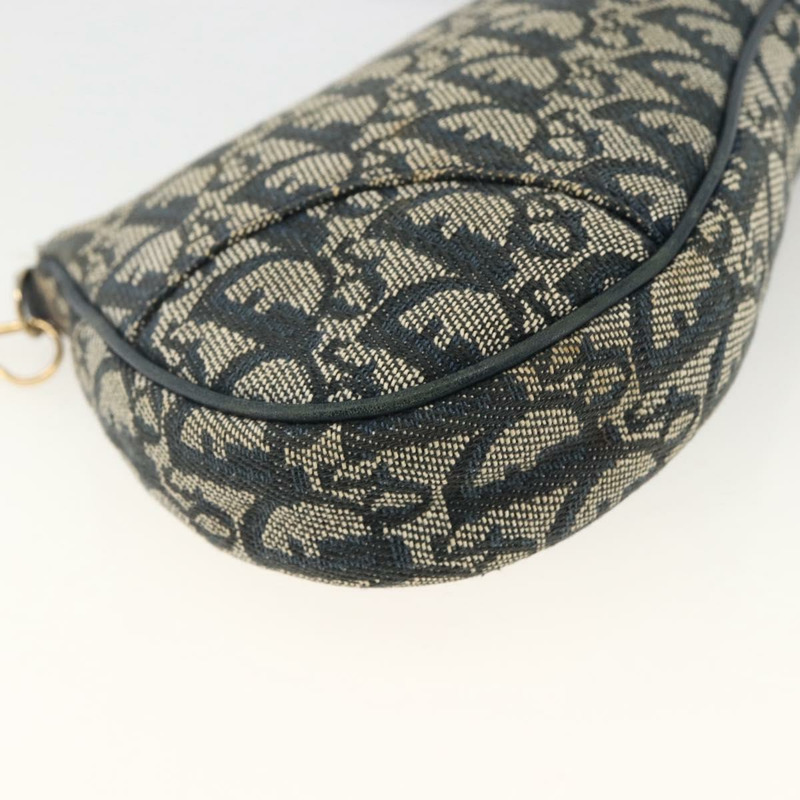 【日本直送】Christian Dior Trotter帆布馬鞍包 藍色金色 Auth ARZ681A-14