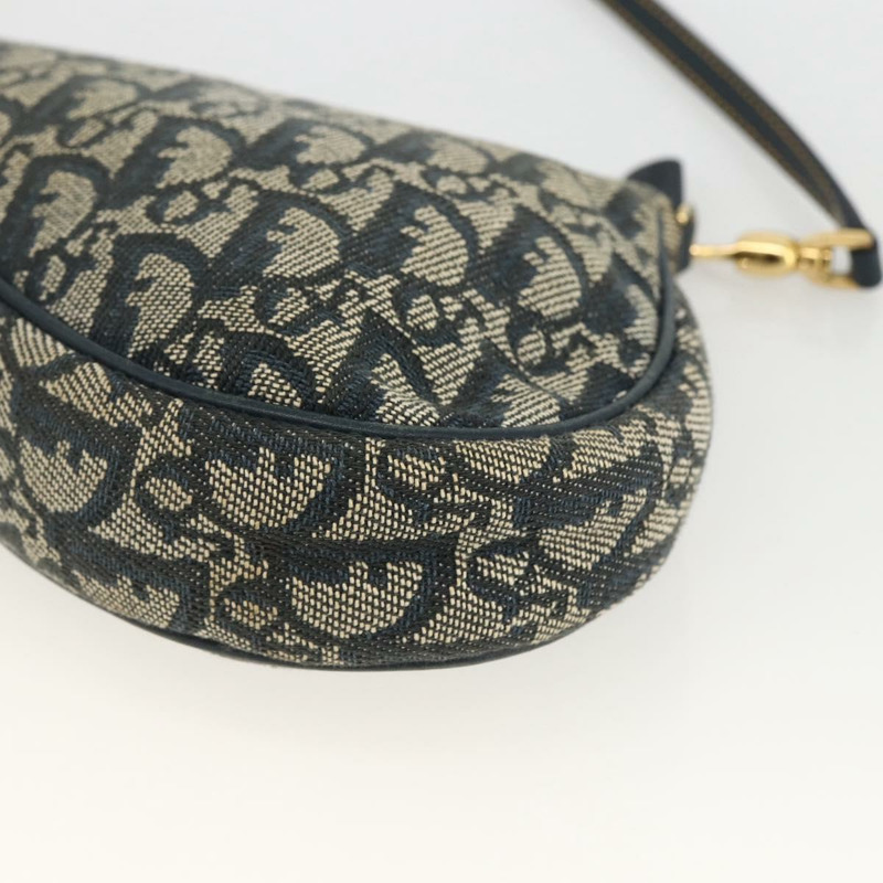 【日本直送】Christian Dior Trotter帆布馬鞍包 藍色金色 Auth ARZ681A-15