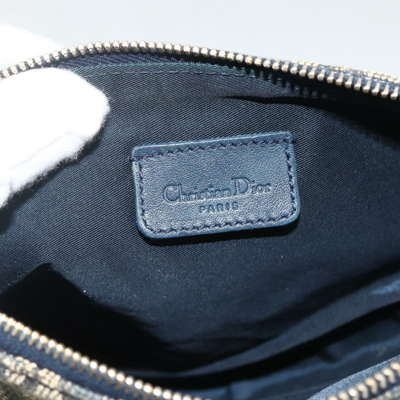 【日本直送】Christian Dior Trotter帆布馬鞍包 藍色金色 Auth ARZ681A-16
