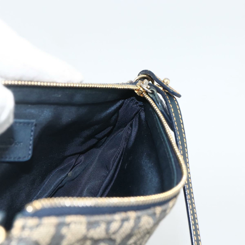 【日本直送】Christian Dior Trotter帆布馬鞍包 藍色金色 Auth ARZ681A-17