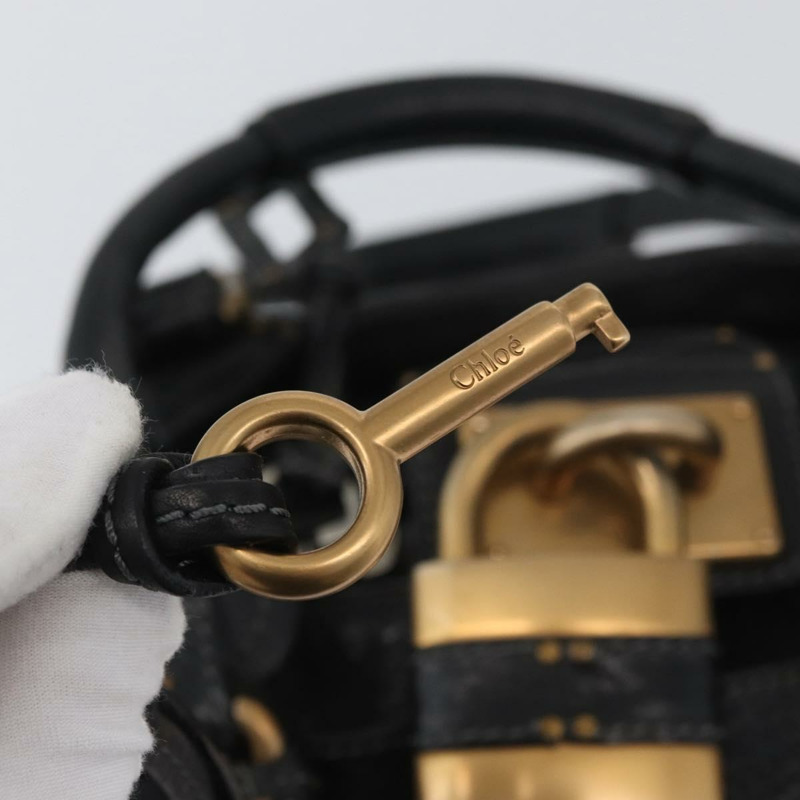 【日本直送】Chloe Paddington 手提包，黑色金色銀色真皮款，正品 am11055SAV-9