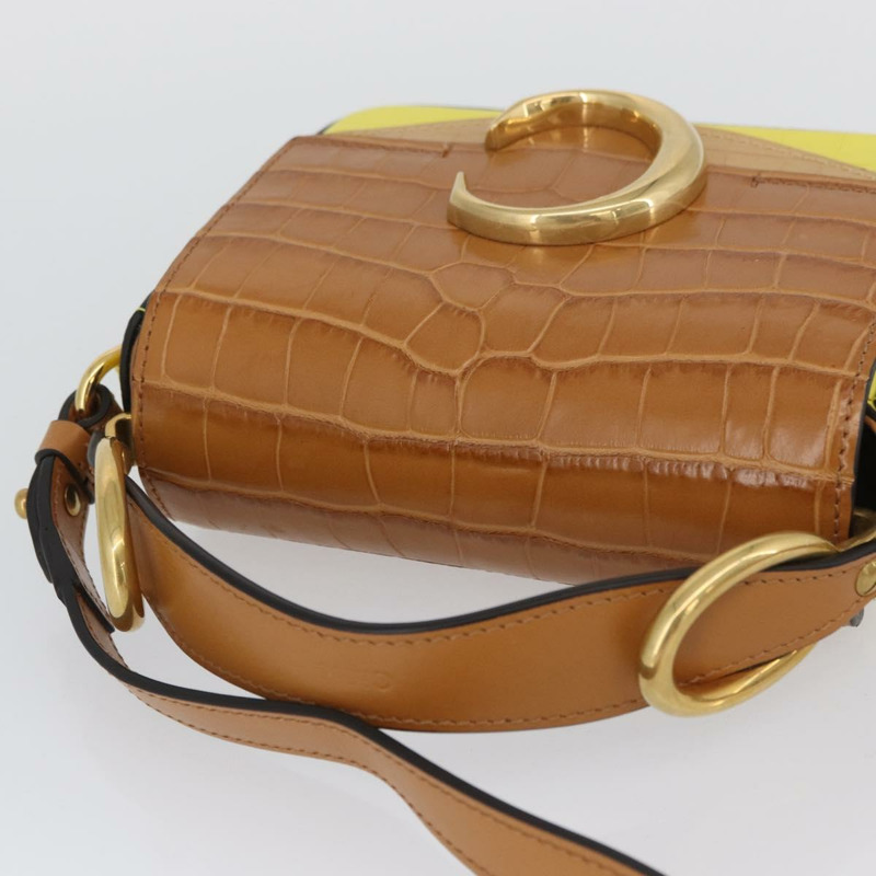 【日本直送】Chloe C 手提包 壓花皮革 兩用 棕色 黃色 正品 am11063V-5
