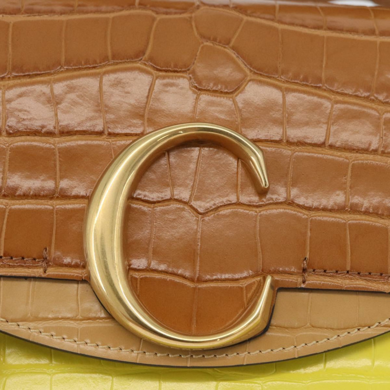 【日本直送】Chloe C 手提包 壓花皮革 兩用 棕色 黃色 正品 am11063V-19