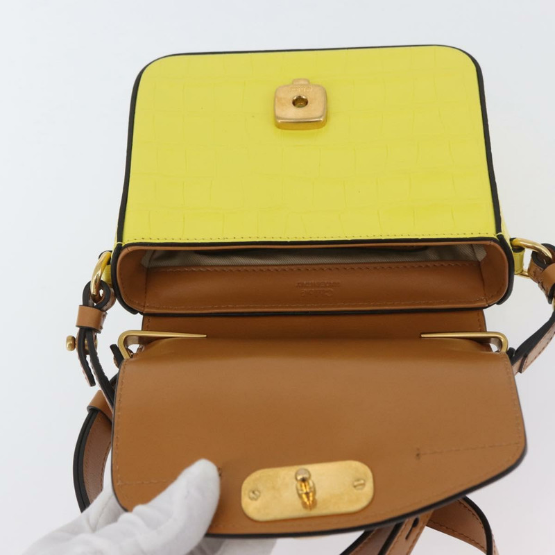 【日本直送】Chloe C 手提包 壓花皮革 兩用 棕色 黃色 正品 am11063V-20