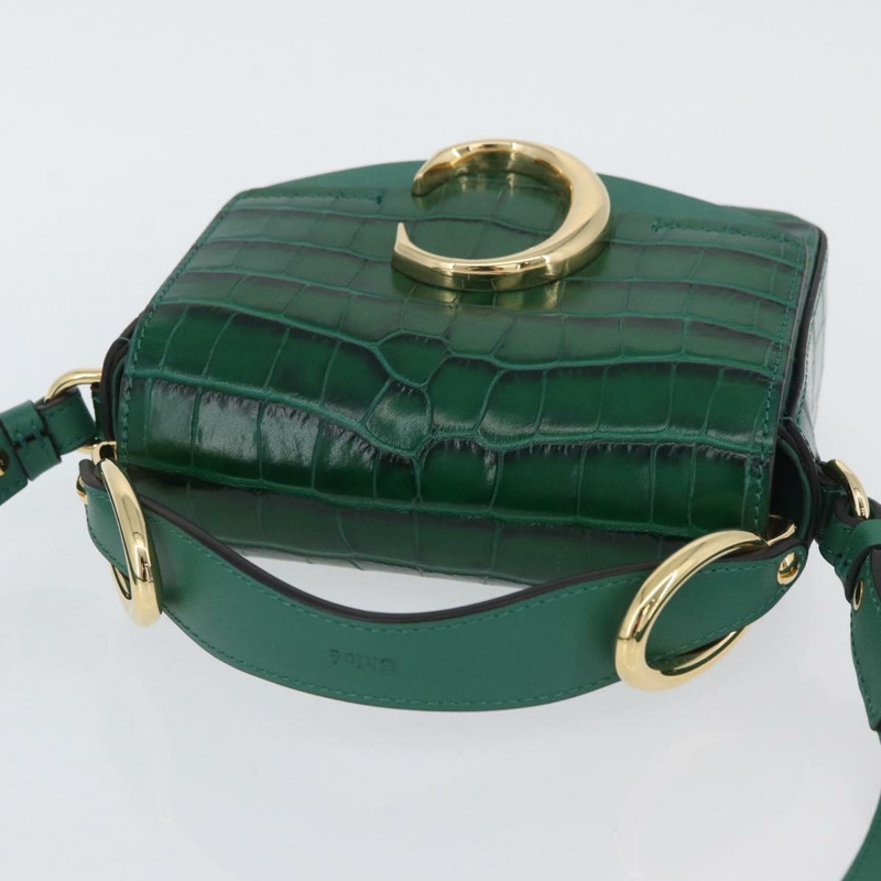 【日本直送】Chloe C 手提包 壓花皮革 2way 綠金色 Auth am11062V-5