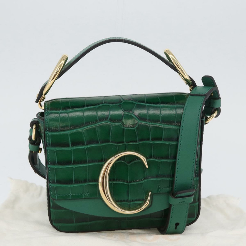 【日本直送】Chloe C 手提包 壓花皮革 2way 綠金色 Auth am11062V-11