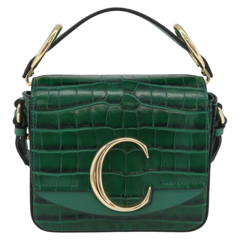 【日本直送】Chloe C 手提包 壓花皮革 2way 綠金色 Auth am11062V-12