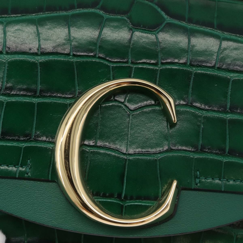 【日本直送】Chloe C 手提包 壓花皮革 2way 綠金色 Auth am11062V-19