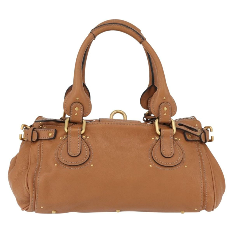 【日本直送】Chloe Paddington 手提包，棕色、銀色、金色皮革，正品 AMZ440A-1