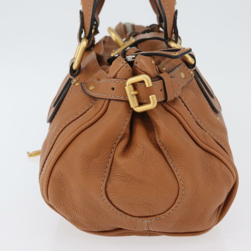 【日本直送】Chloe Paddington 手提包，棕色、銀色、金色皮革，正品 AMZ440A-2