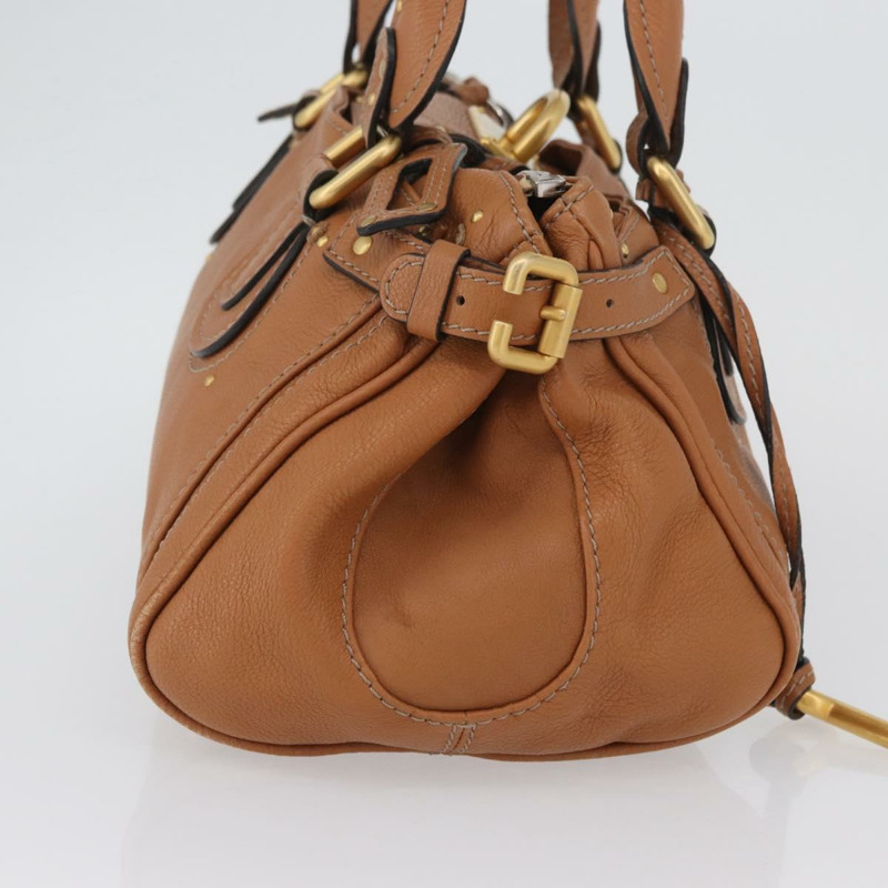 【日本直送】Chloe Paddington 手提包，棕色、銀色、金色皮革，正品 AMZ440A-3