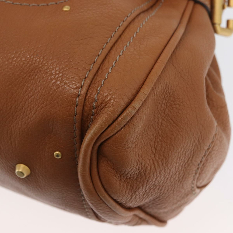 【日本直送】Chloe Paddington 手提包，棕色、銀色、金色皮革，正品 AMZ440A-8