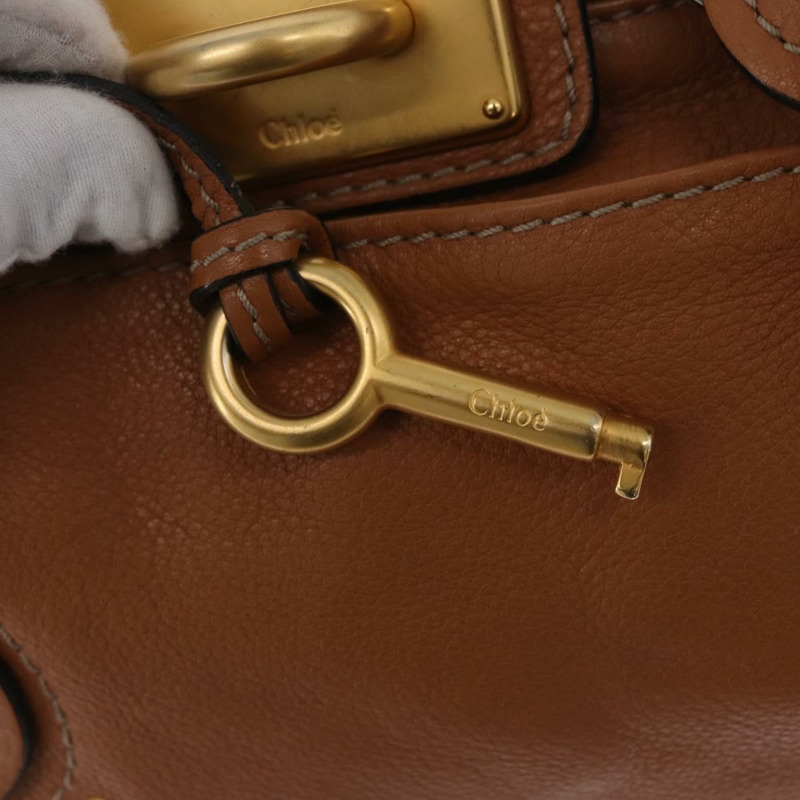 【日本直送】Chloe Paddington 手提包，棕色、銀色、金色皮革，正品 AMZ440A-9