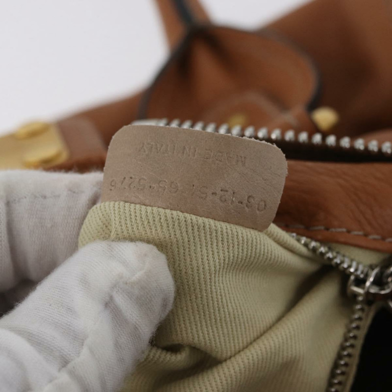 【日本直送】Chloe Paddington 手提包，棕色、銀色、金色皮革，正品 AMZ440A-11