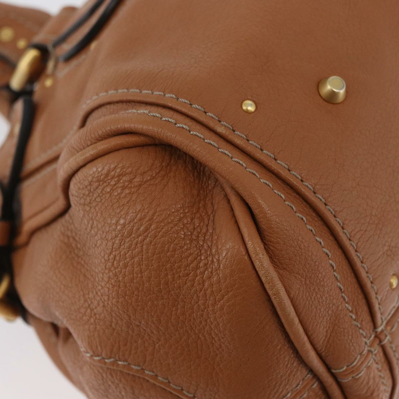 【日本直送】Chloe Paddington 手提包，棕色、銀色、金色皮革，正品 AMZ440A-14
