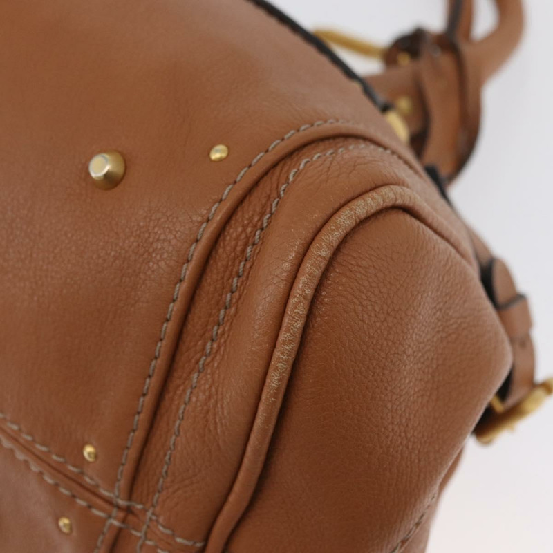 【日本直送】Chloe Paddington 手提包，棕色、銀色、金色皮革，正品 AMZ440A-15