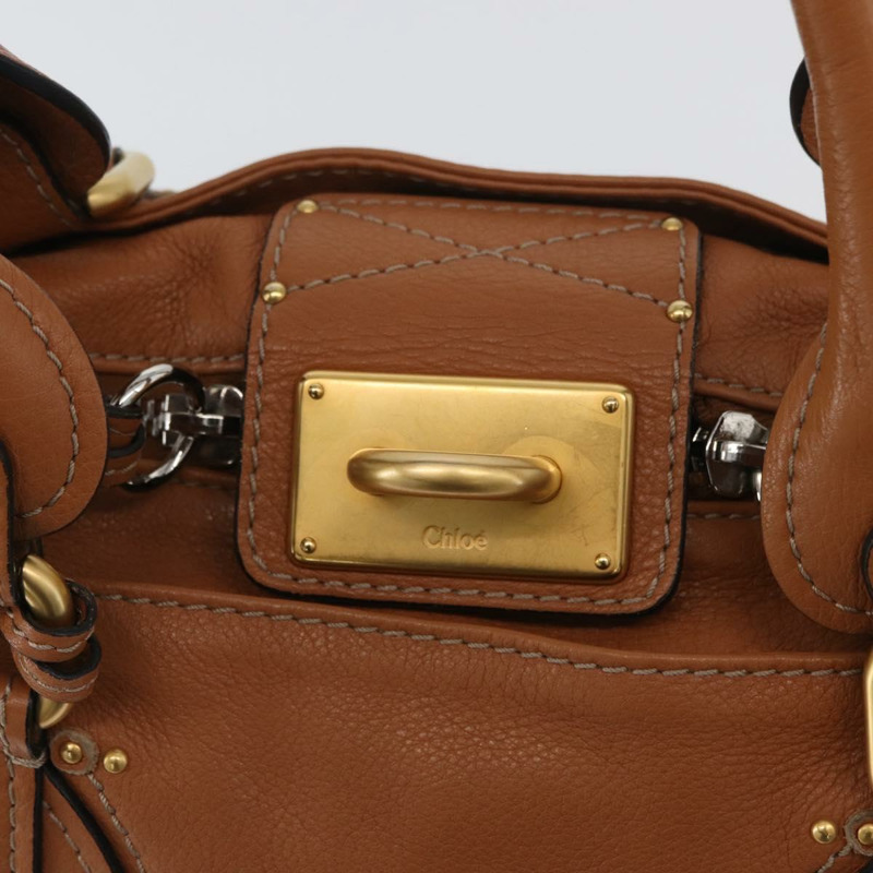【日本直送】Chloe Paddington 手提包，棕色、銀色、金色皮革，正品 AMZ440A-17