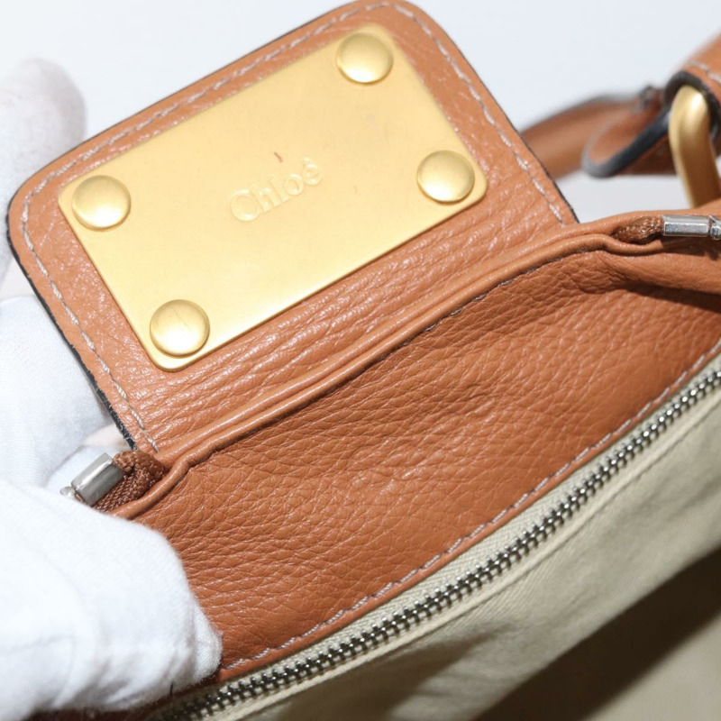 【日本直送】Chloe Paddington 手提包，棕色、銀色、金色皮革，正品 AMZ440A-20