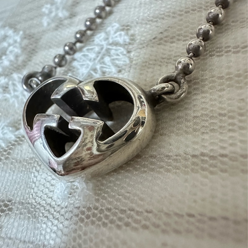 GUCCI純銀愛心項鍊 極美🩶-3