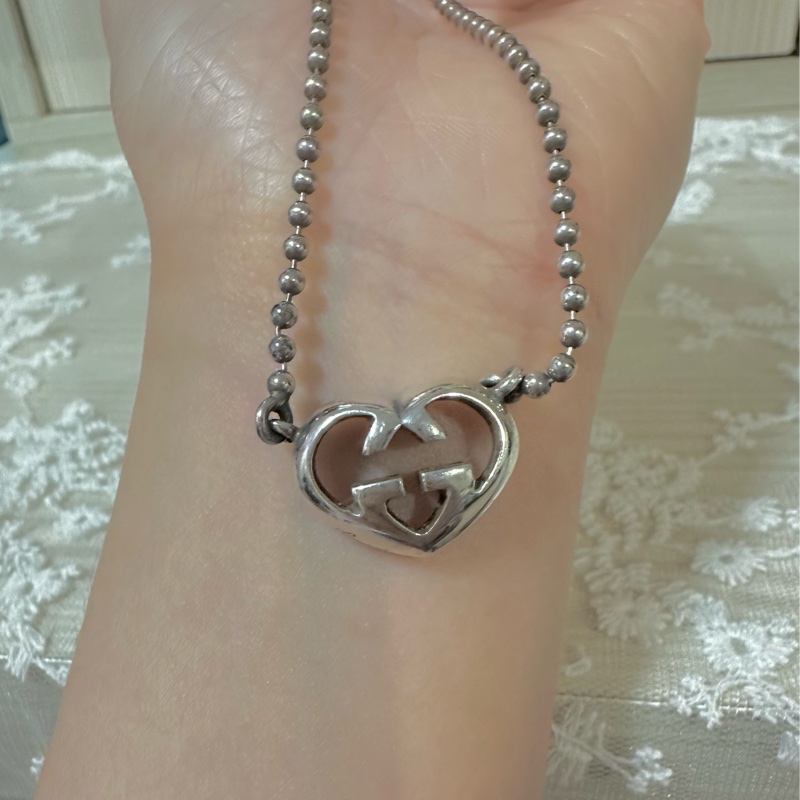 GUCCI純銀愛心項鍊 極美🩶-11