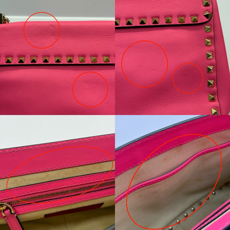 VALENTINO 范倫鐵諾 螢光粉牛皮鏈條肩背斜背包 ROCKSTUDS-8