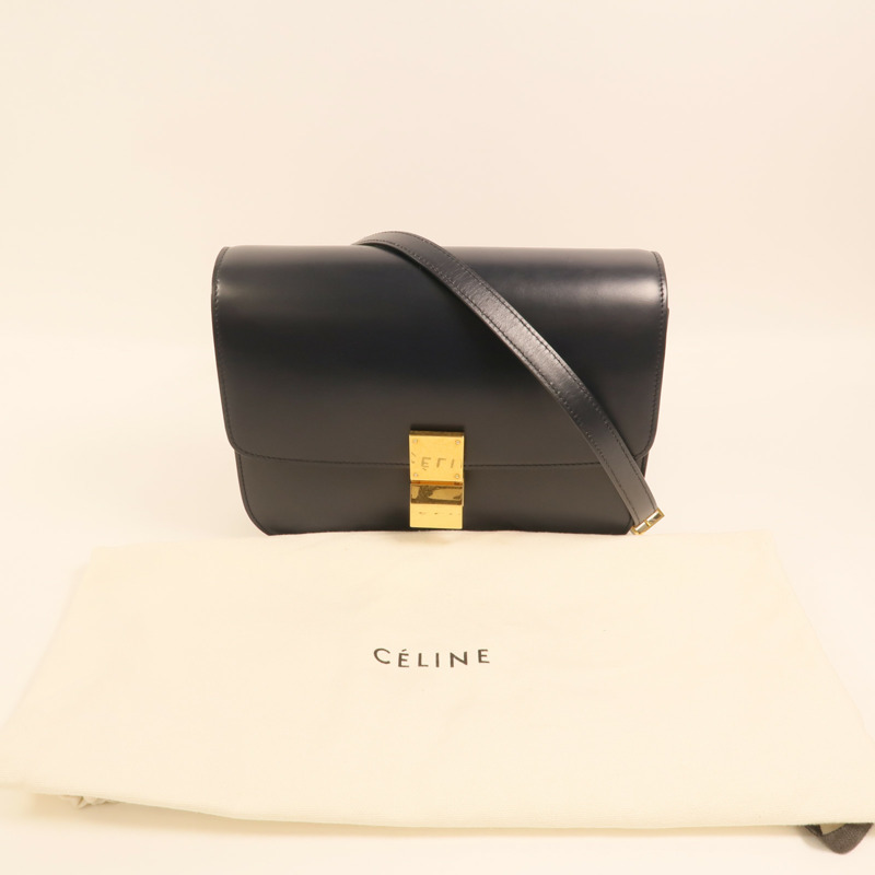 CELINE 牛皮皮革Classic Box Medium金扣肩背袋-9