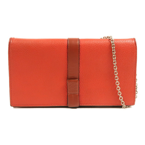 LOEWE 牛皮皮革Wallet On Chain金扣鏈帶肩背袋