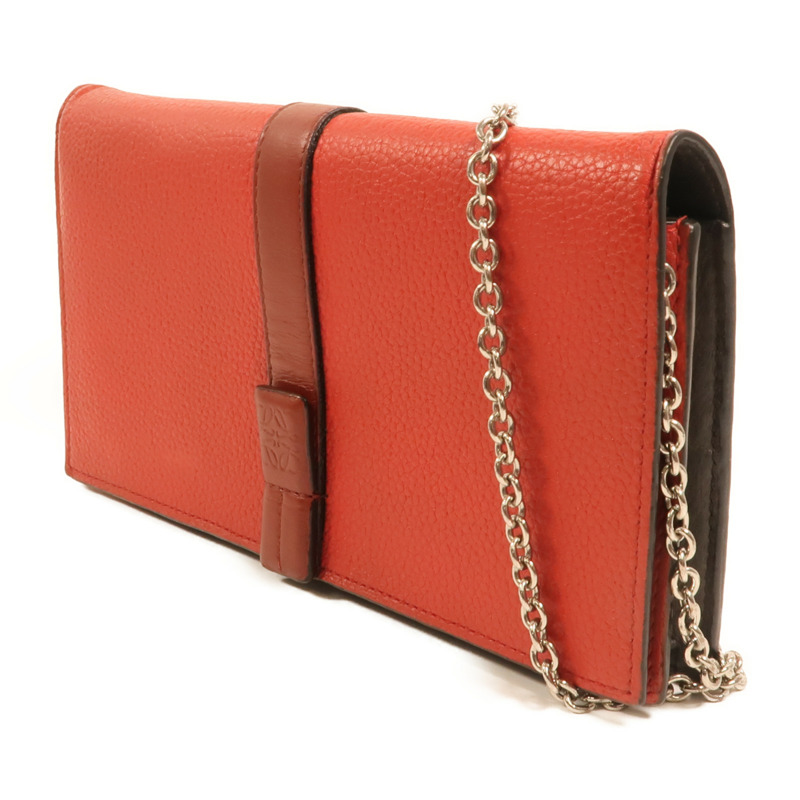 LOEWE 牛皮皮革Wallet On Chain金扣鏈帶肩背袋-2