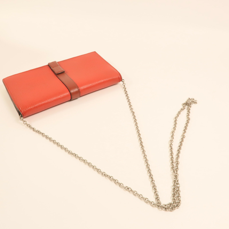 LOEWE 牛皮皮革Wallet On Chain金扣鏈帶肩背袋-7