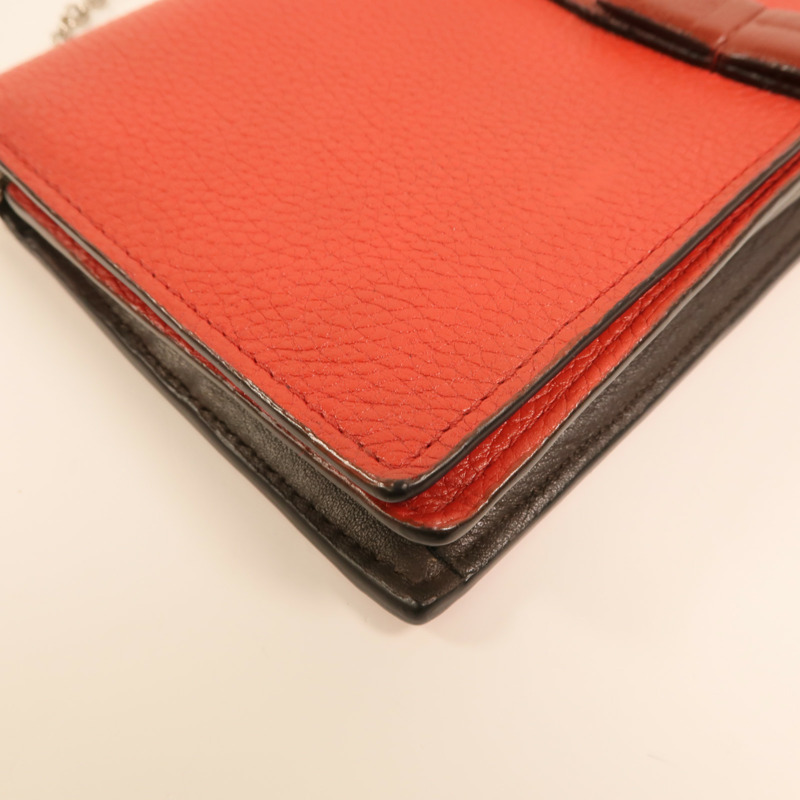 LOEWE 牛皮皮革Wallet On Chain金扣鏈帶肩背袋-11