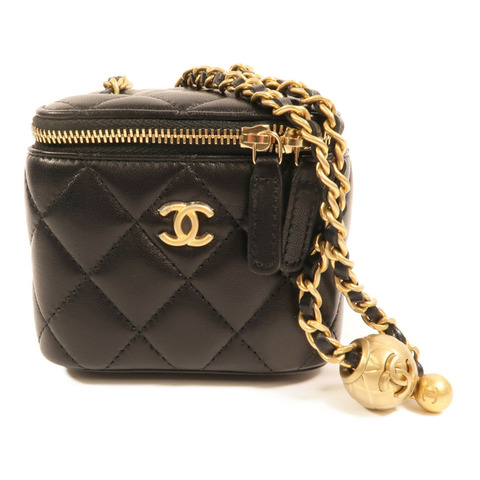 CHANEL 羊皮皮革Mini Vanity Case With Gold Ball金扣鏈帶肩背袋