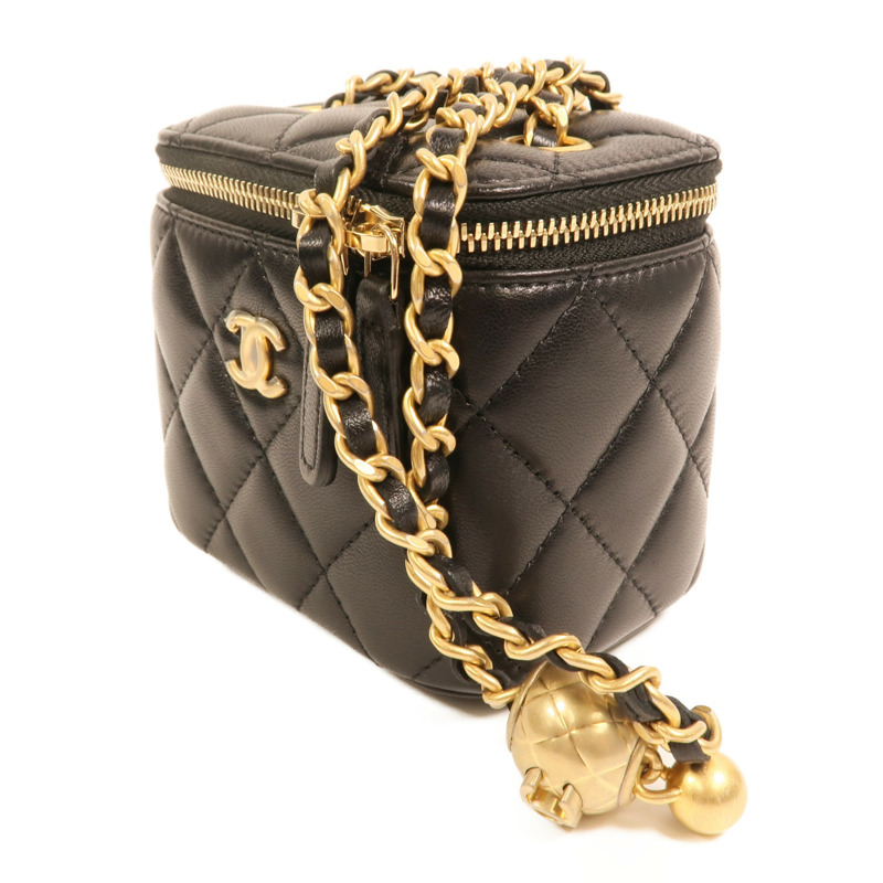 CHANEL 羊皮皮革Mini Vanity Case With Gold Ball金扣鏈帶肩背袋-2