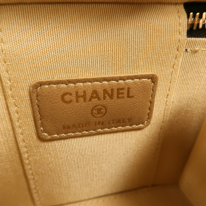 CHANEL 羊皮皮革Mini Vanity Case With Gold Ball金扣鏈帶肩背袋-5