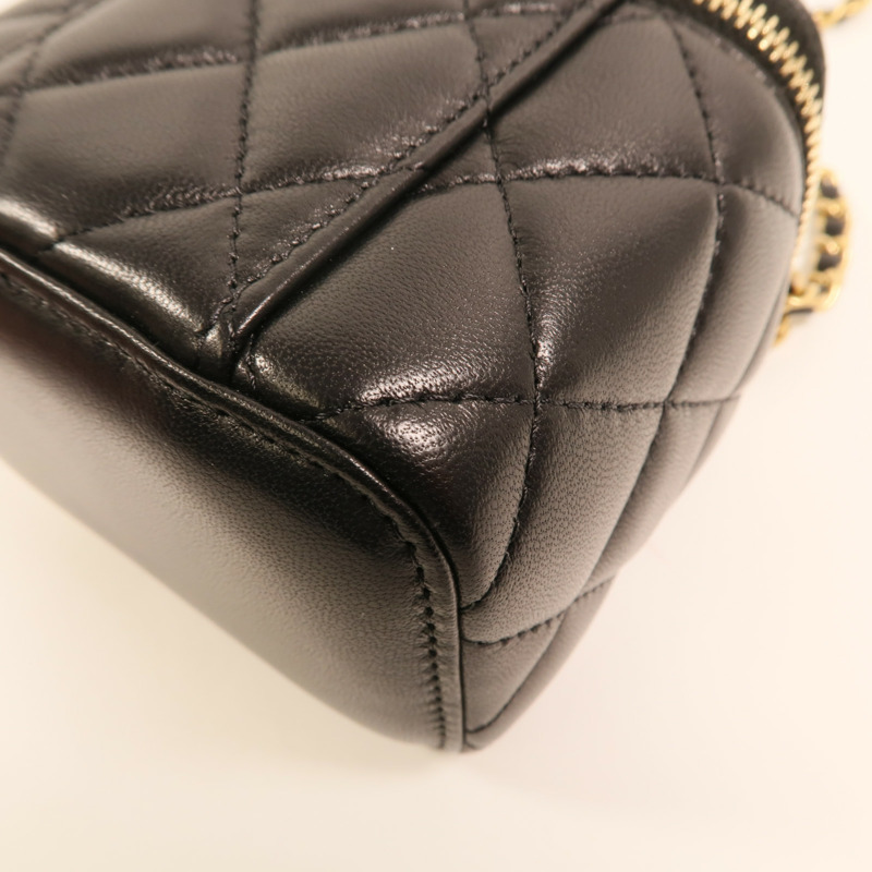 CHANEL 羊皮皮革Mini Vanity Case With Gold Ball金扣鏈帶肩背袋-15