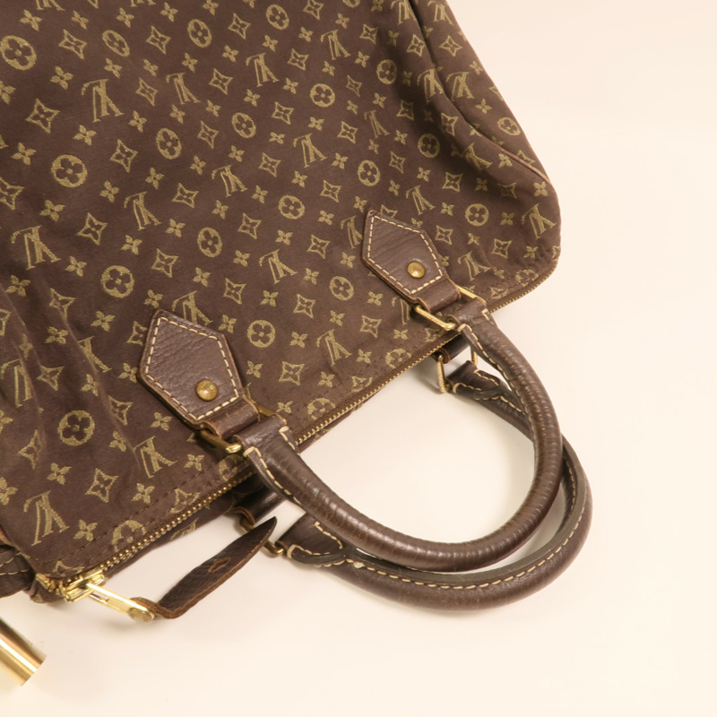 LOUIS VUITTON Monogram Mini Lin Speedy 30金扣手挽袋-7