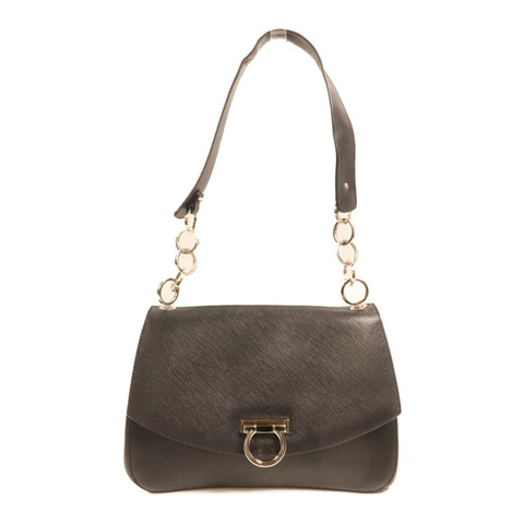 Salvatore Ferragamo 牛皮皮革Gancini銀扣肩背袋