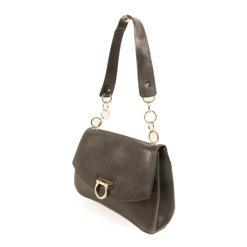 Salvatore Ferragamo 牛皮皮革Gancini銀扣肩背袋-2
