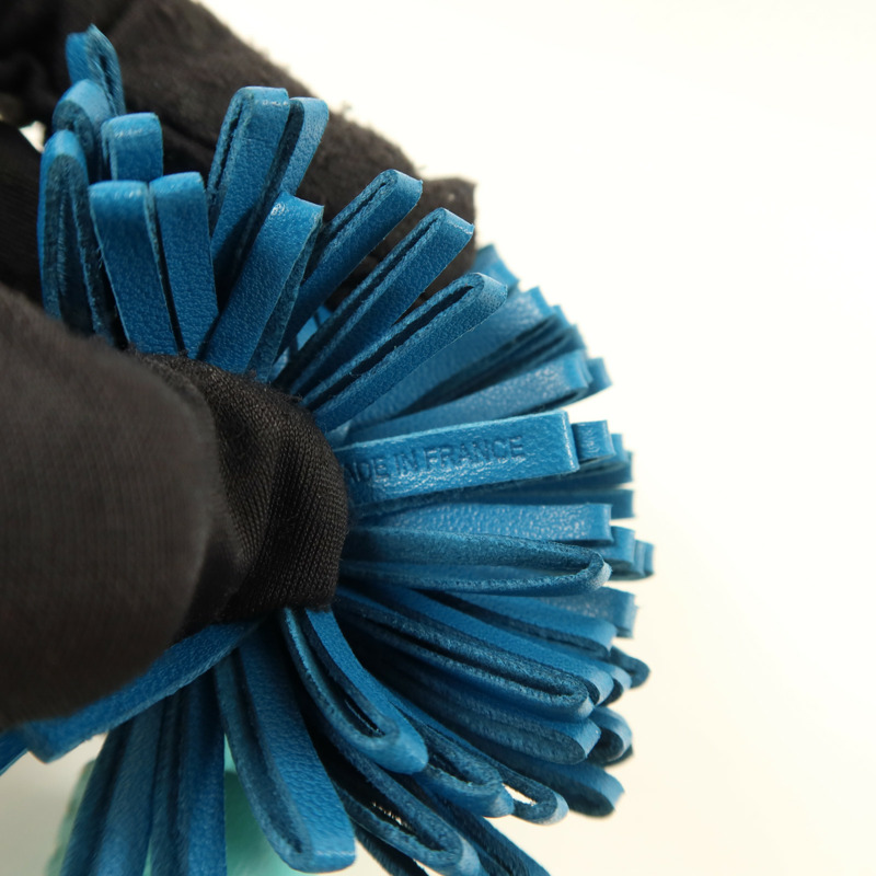 HERMES Milo皮革Carmen Duo銀扣鎖匙扣Bleu Izmir/Lagon-6