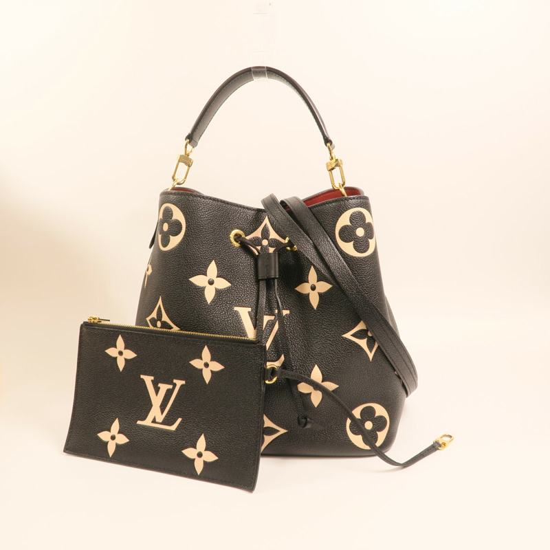 LOUIS VUITTON Monogram Empreinte Bicolor Neo Noe MM金扣手挽肩背兩用袋-11