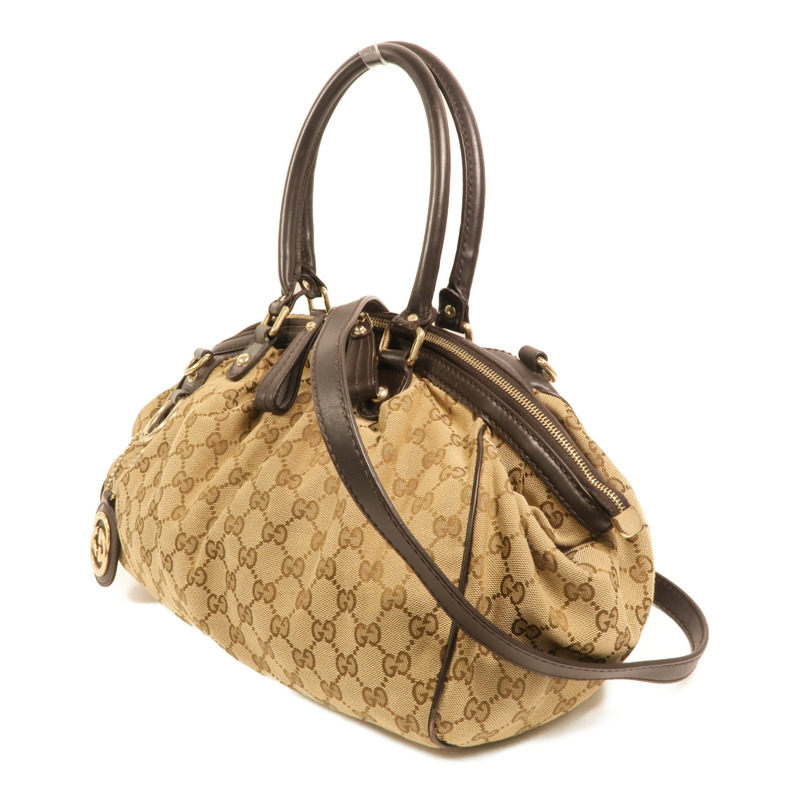 GUCCI 帆布GG Sukey金扣手挽肩背兩用袋-2